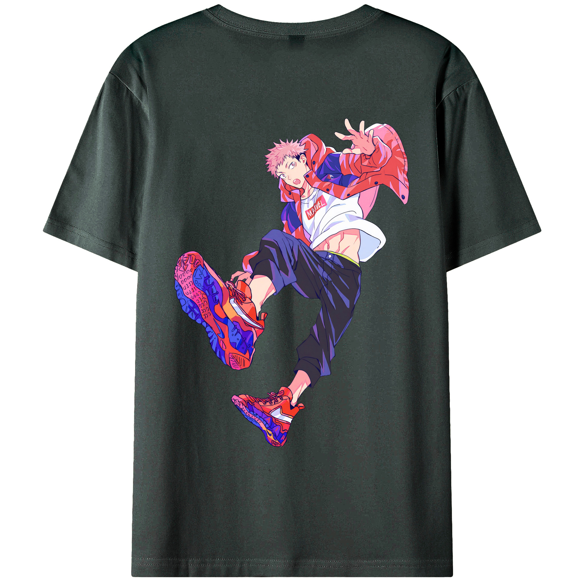 （画像用） 呪術廻戦 Jujutsu Kaisen 綿100％ メンズ半袖Tシャツ（バックプリント） 通気性